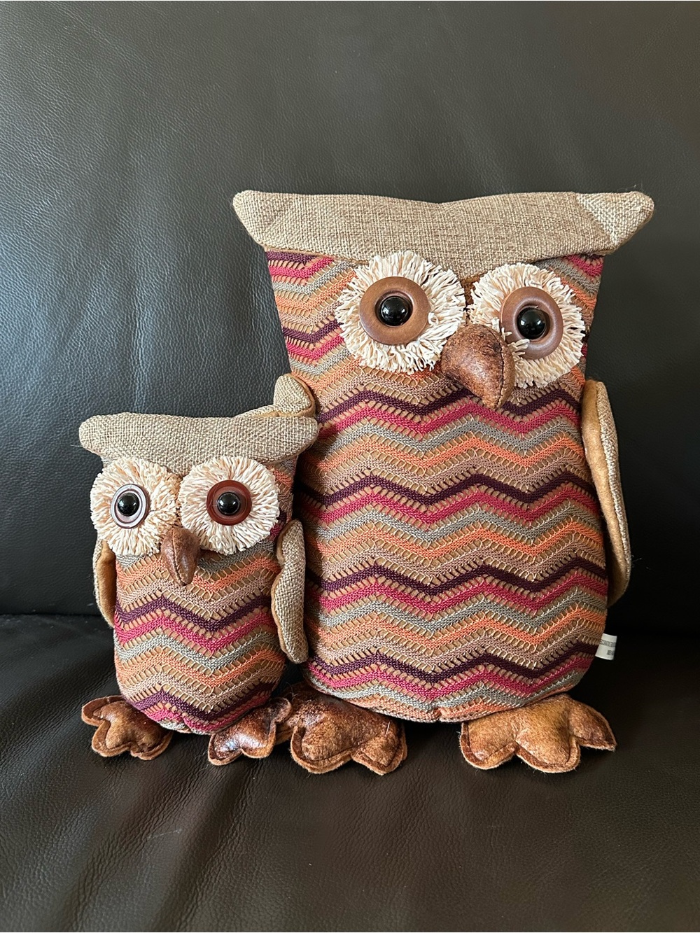 Momma & Baby Owl 12" Stuffed Plush Crocheted  Multi Bodies Decoration